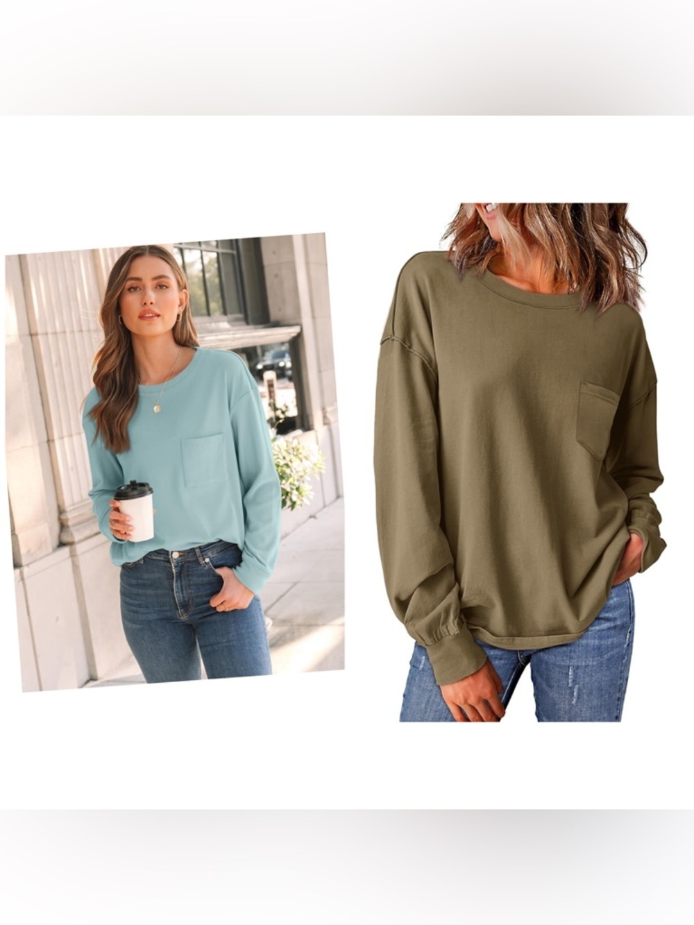 NWT- 2X- Set of 2 Long Sleeve Crewneck Oversized Sweatshirts Clothing Trendy